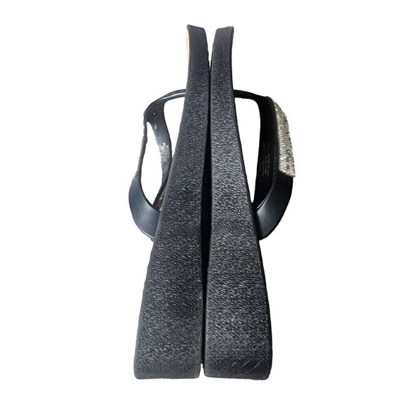 Rhinestone Sparkle Toe Thong Wedge Dressy Flip Flops Silver Black Size 10 - Picture 6 of 15